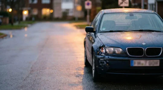 Voiture endommagée après un choc, symbolisant la garantie dommages tous accidents qui indemnise même en cas de responsabilite totale